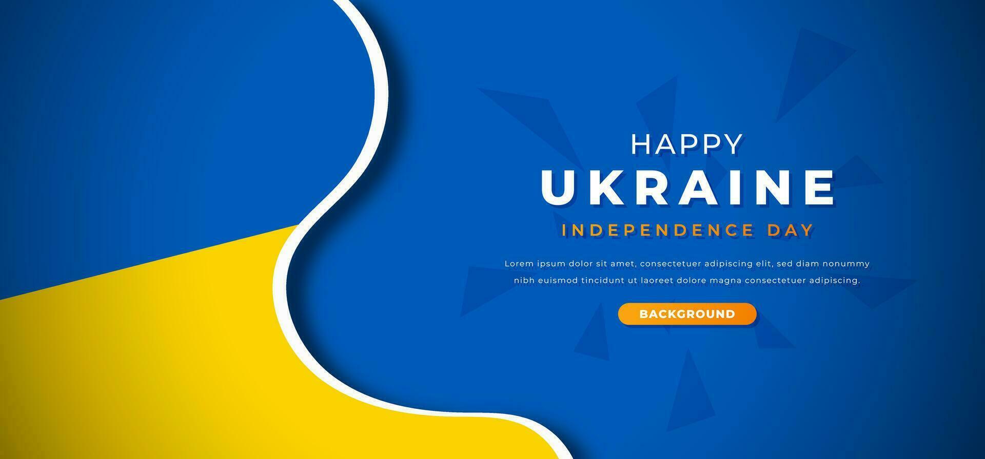 glücklich Ukraine Unabhängigkeit Tag Design Papier Schnitt Formen Hintergrund Illustration zum Poster, Banner, Werbung, Gruß Karte vektor