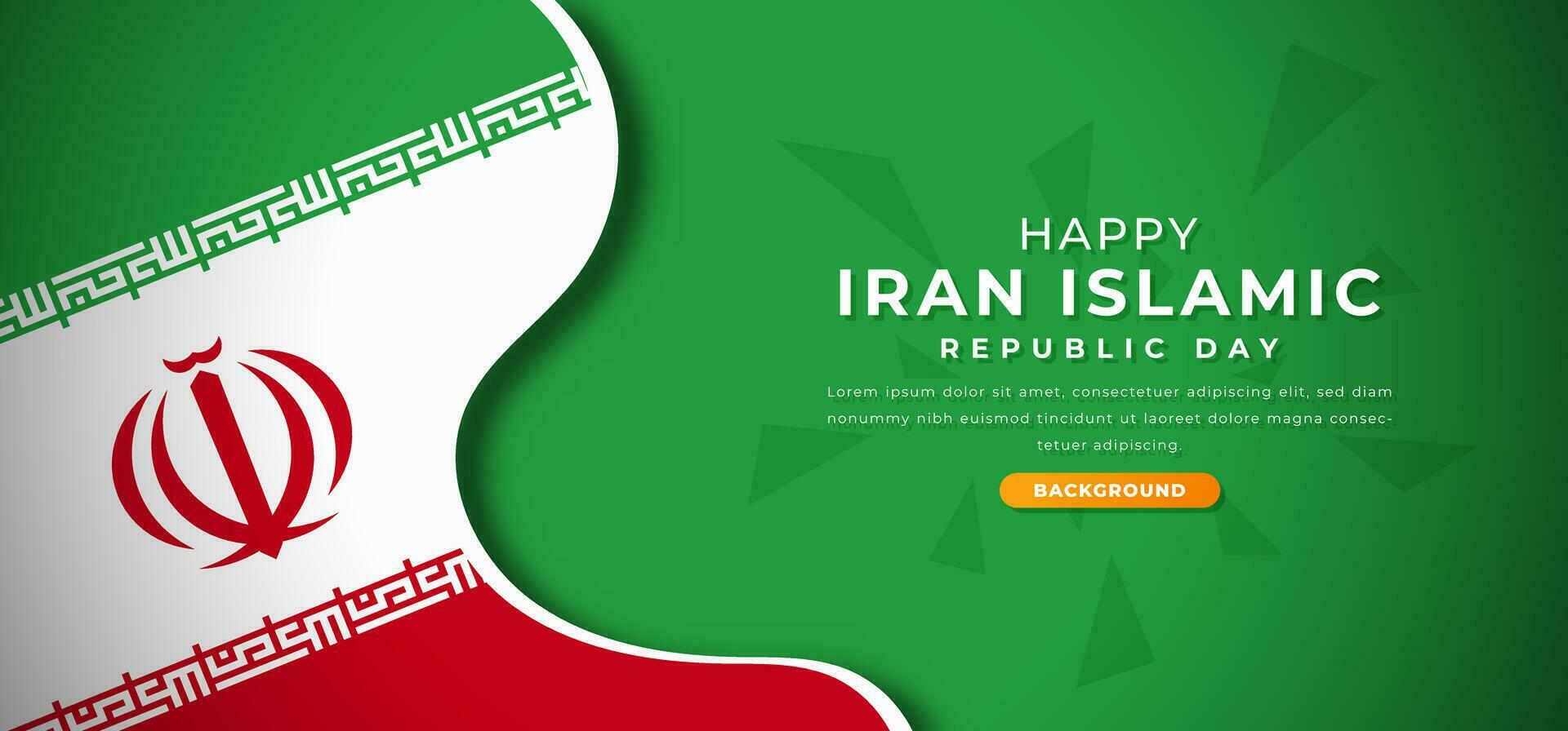 Lycklig iran islamic republik dag design papper skära former bakgrund illustration för affisch, baner, reklam, hälsning kort vektor