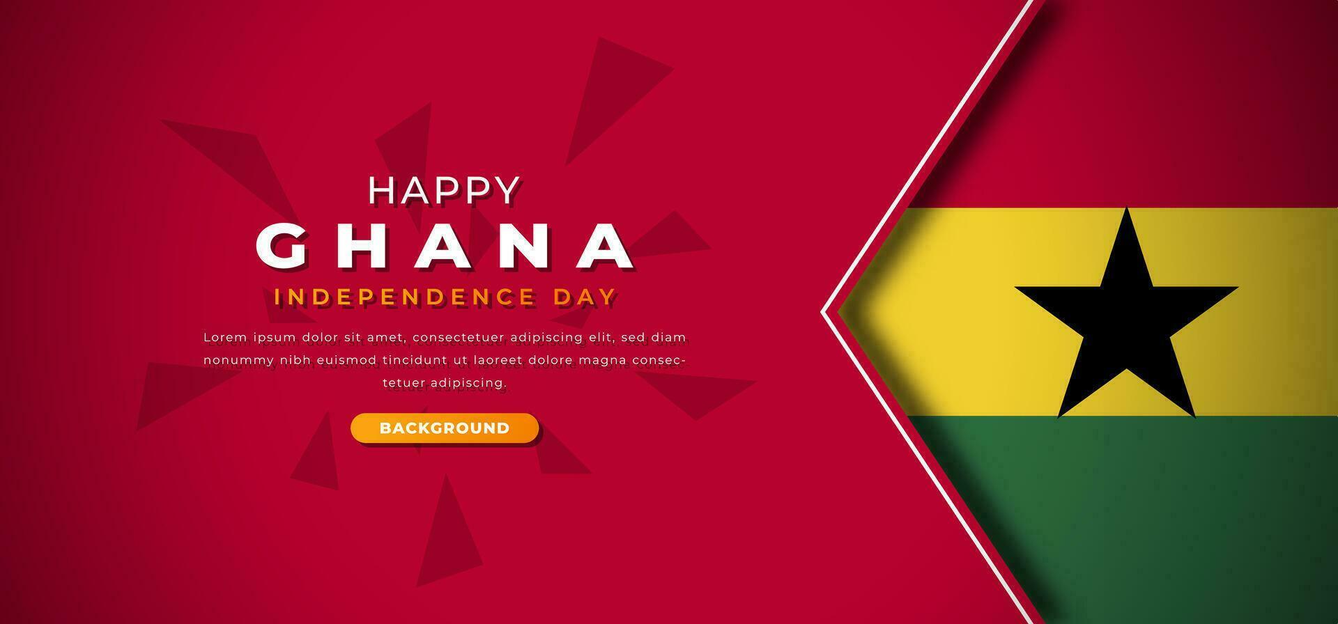 glücklich Ghana Unabhängigkeit Tag Design Papier Schnitt Formen Hintergrund Illustration zum Poster, Banner, Werbung, Gruß Karte vektor