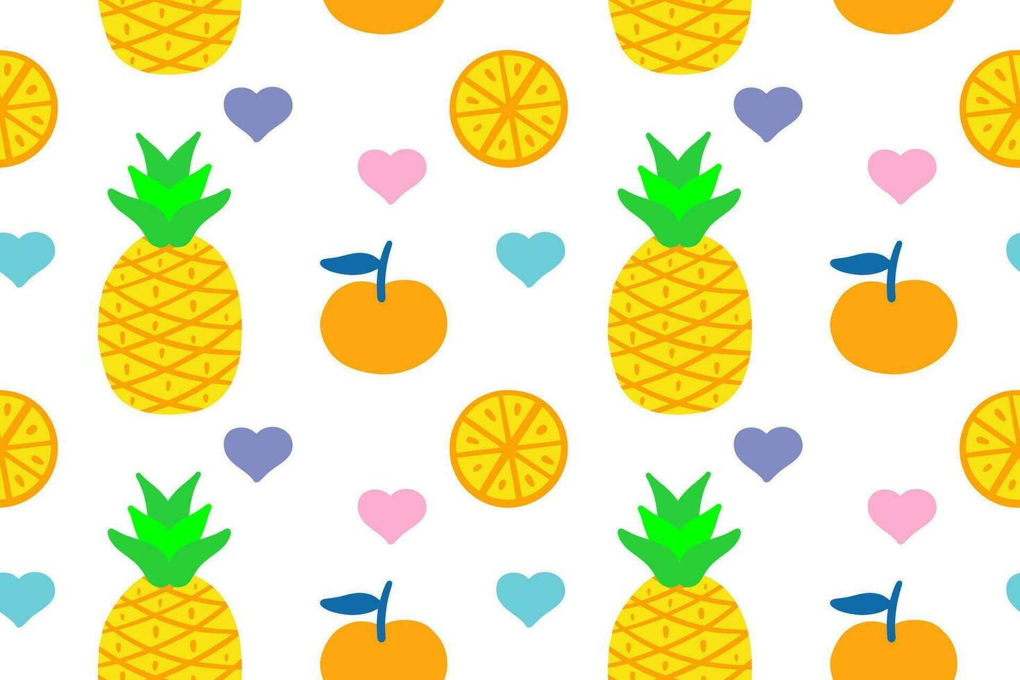 Ananas, Orange und Herz nahtlos Muster vektor