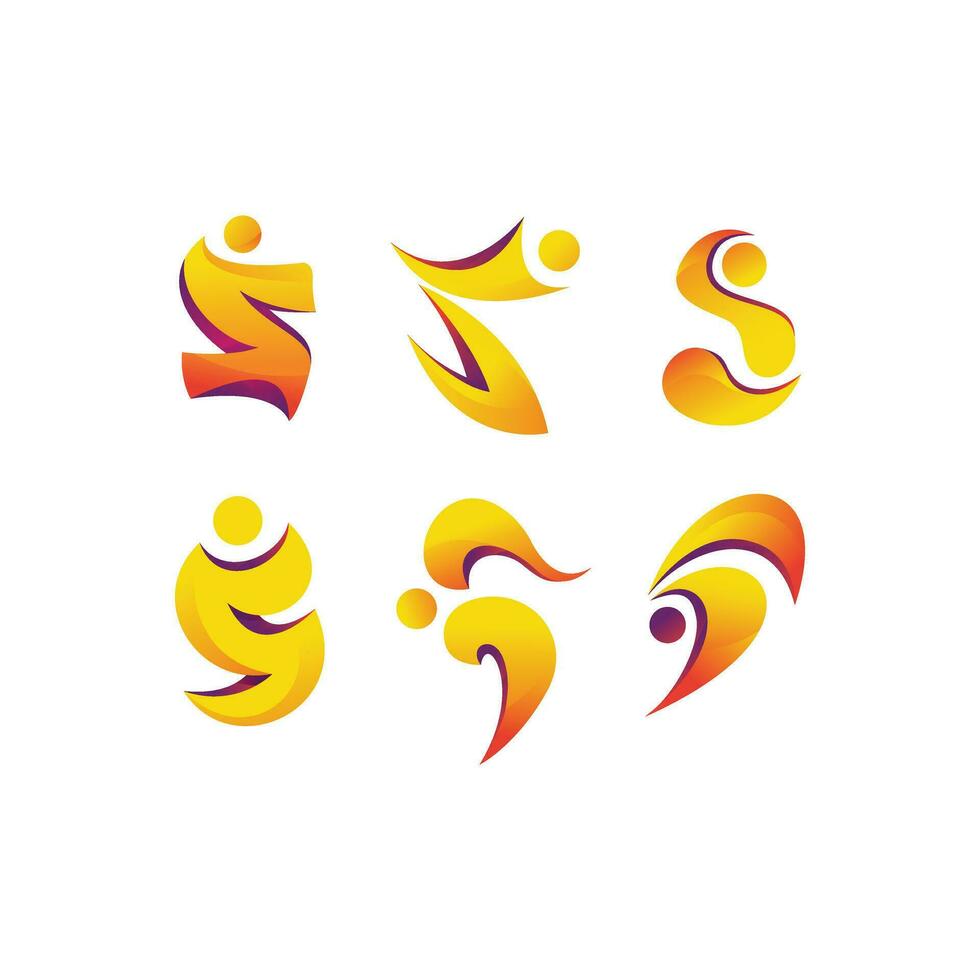 uppsättning av brev s logotyp med mänsklig begrepp vektor