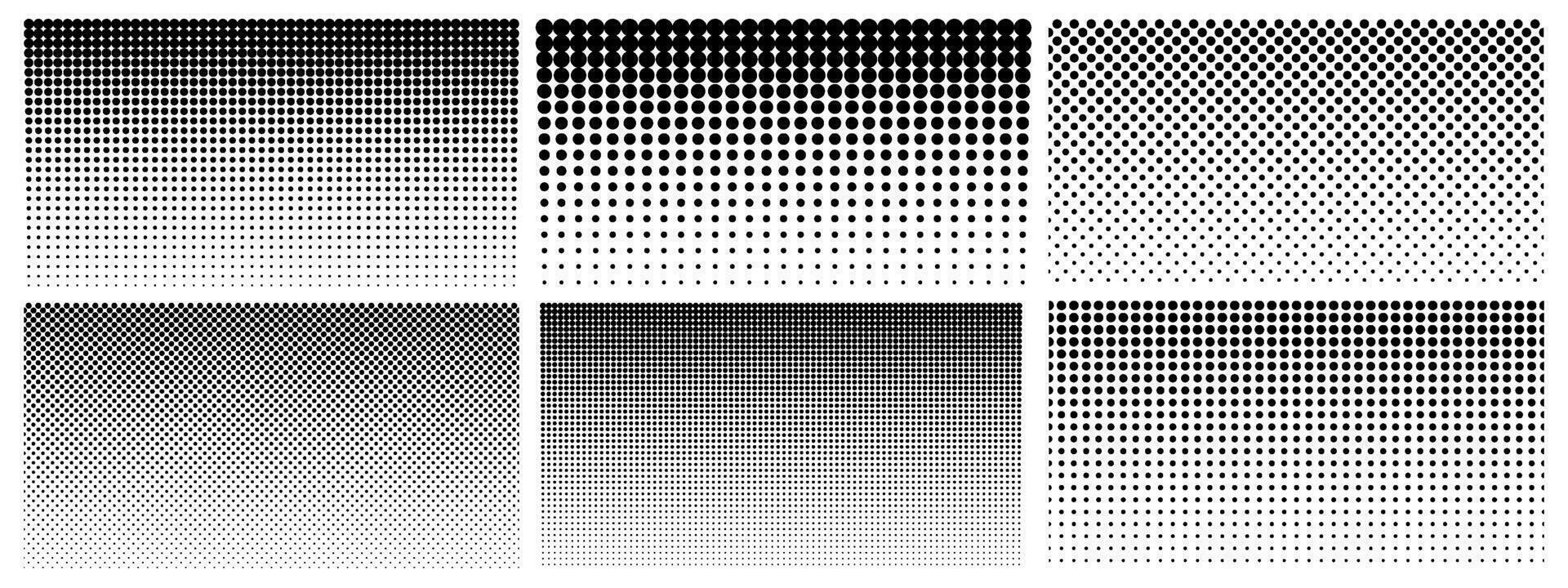 Halbton Gradient. gepunktet Gradient, glatt Punkte Sprühen und Halbtöne Punkt Hintergrund nahtlos horizontal geometrisch Muster Vektor Vorlage einstellen