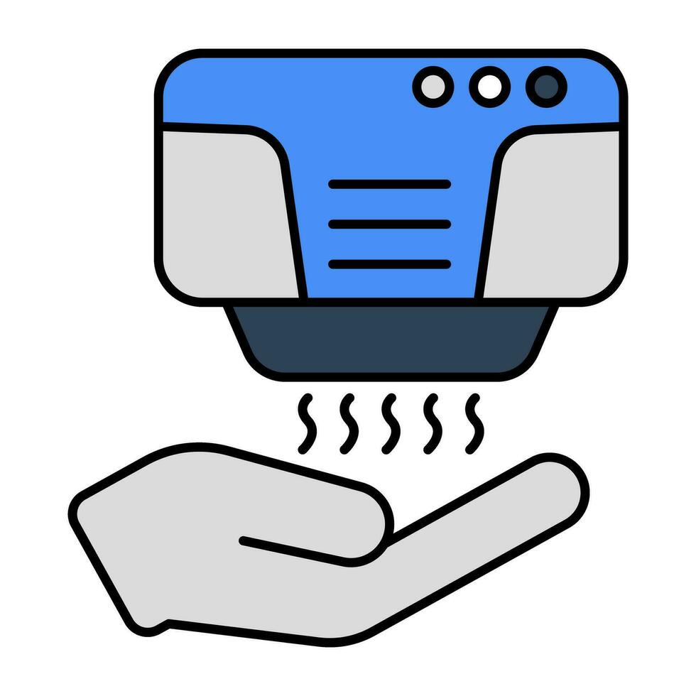 konceptuell ikon av luft hand torktumlare maskin vektor