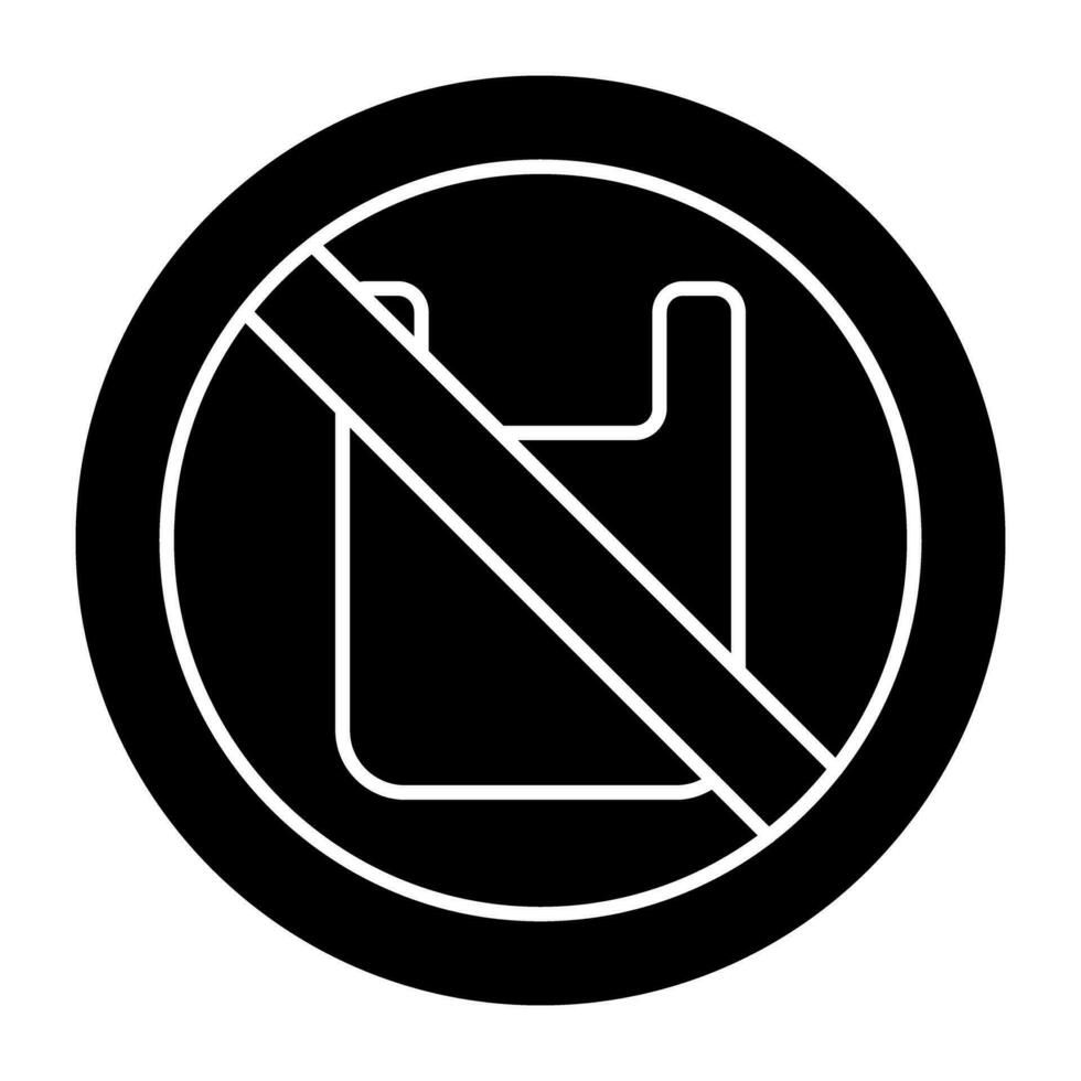 ett ikon design av Nej plast väska vektor
