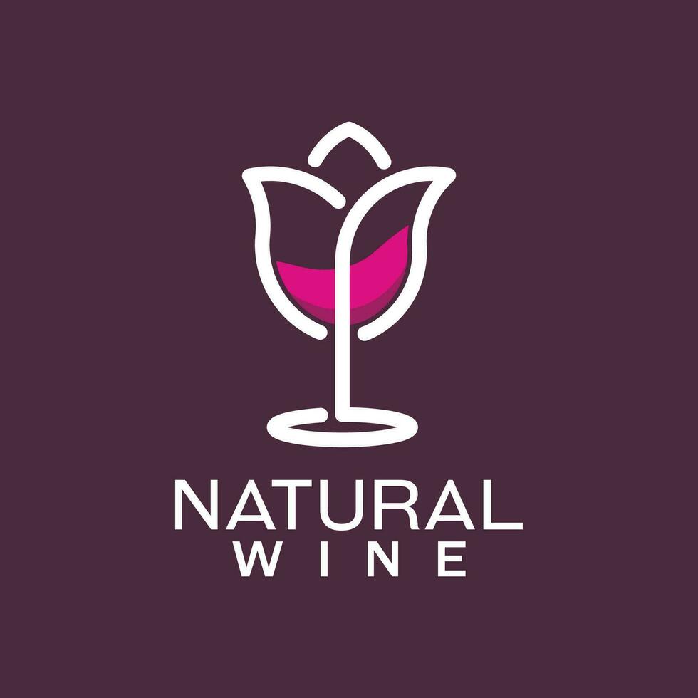 Vektor Blume Logo Kombination mit Wein Glas