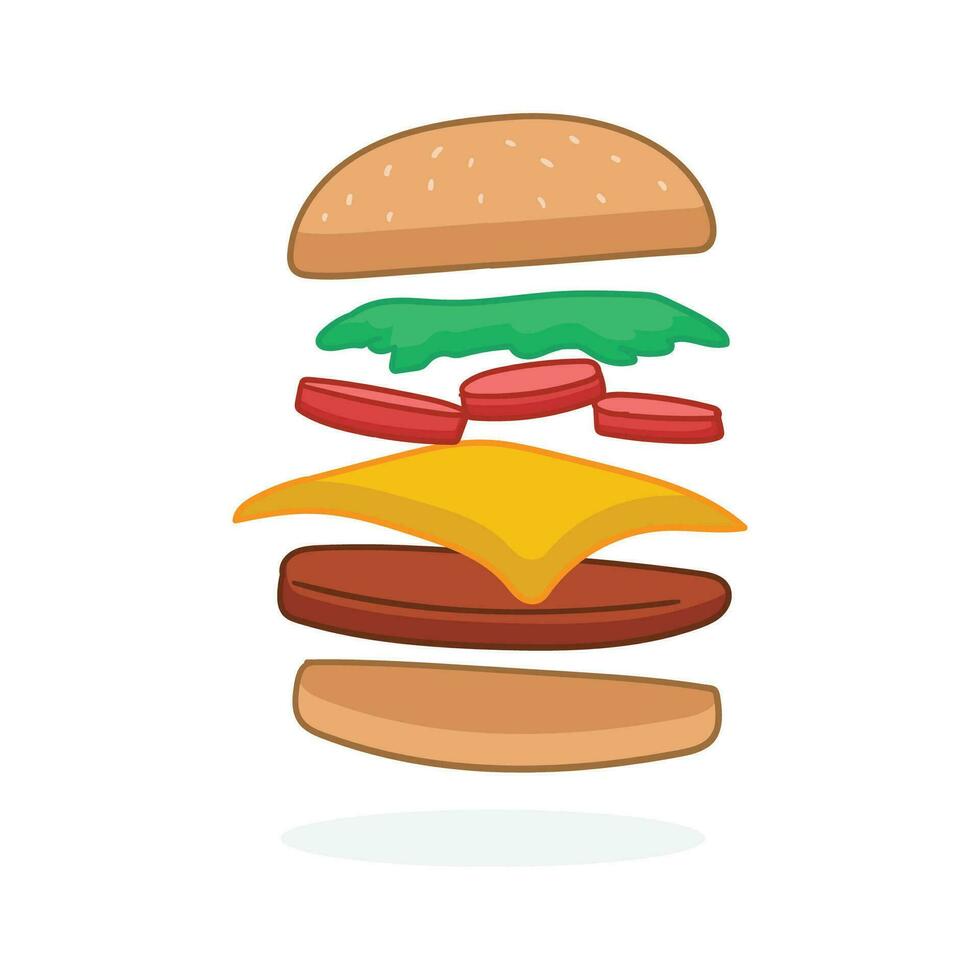 Vektor Illustration von Hamburger auf Weiß Hintergrund