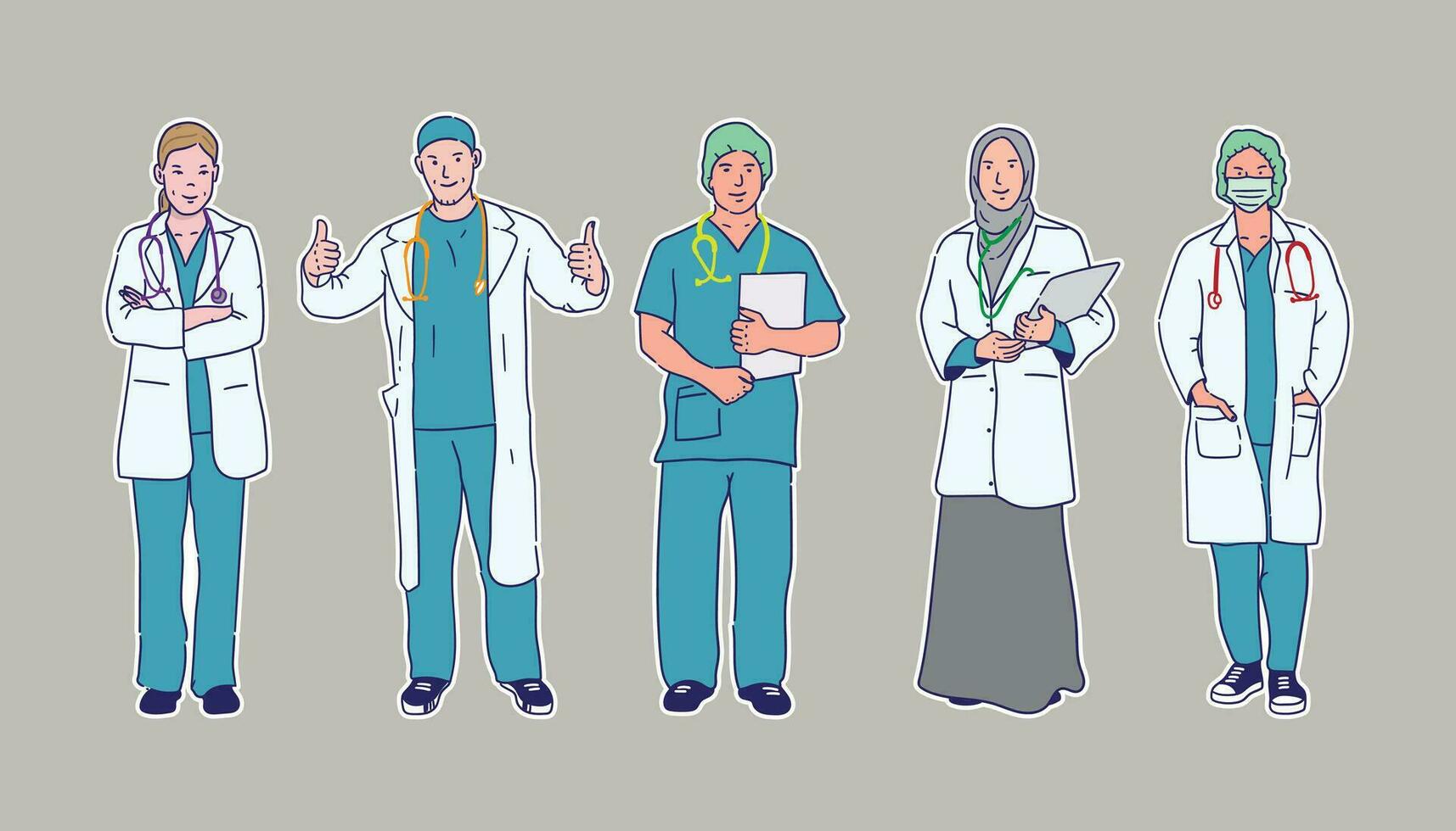Illustration Vektor Karikatur Ärzte und Krankenschwestern