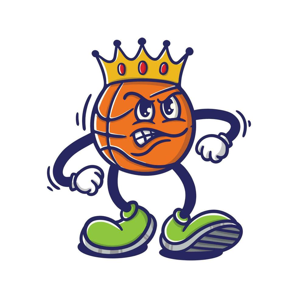 illustration tecknad serie basketboll boll med Lycklig ansikte gående Bra för t skjorta design och klistermärke vektor