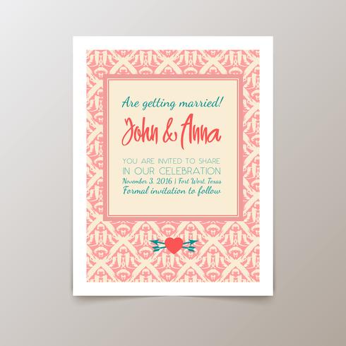 Bröllop inbjudningskort med geometrisk vintage vektor