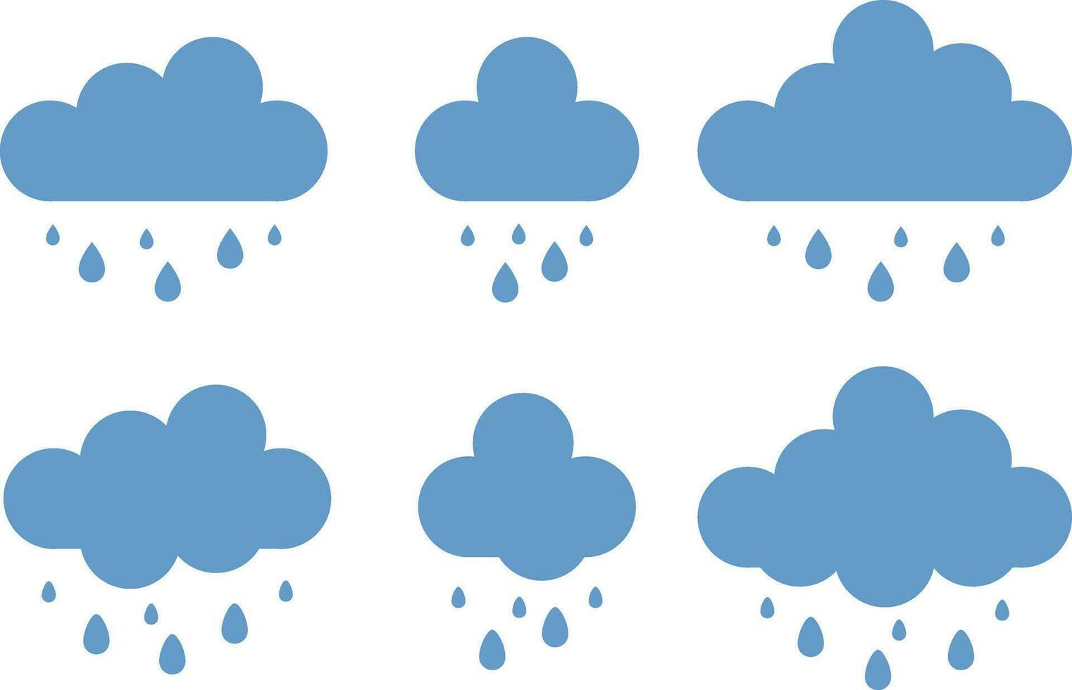 Regen Wetter Symbol Satz. Wolke Vektor im modisch eben Stil isoliert auf Weiß Hintergrund.