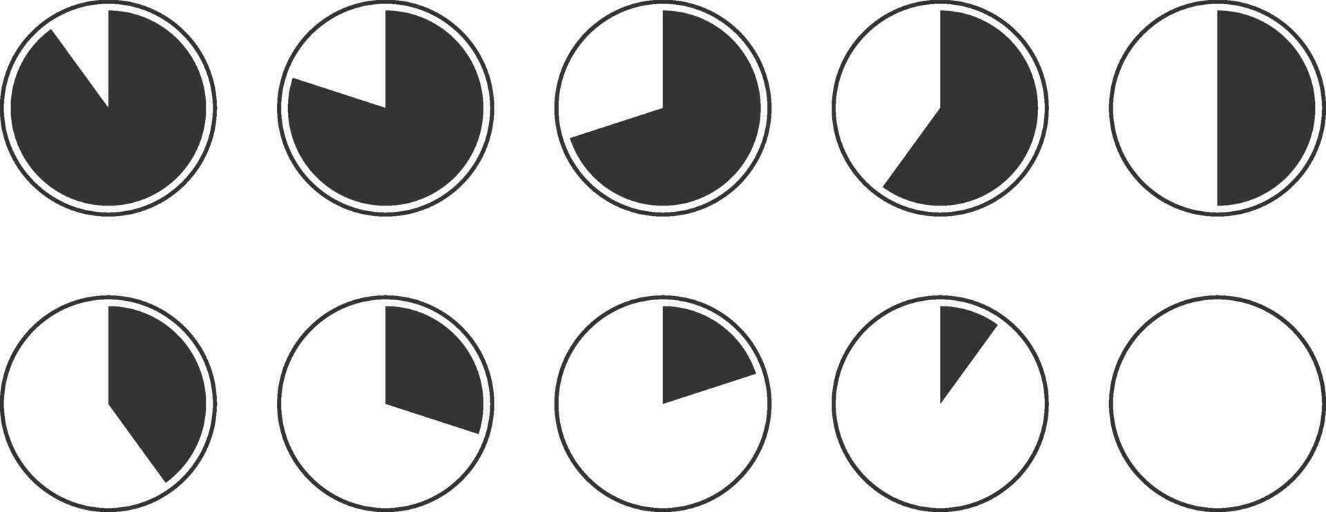 Symbole für Kreisdiagramme festlegen. Kreisdiagrammvektor. Sammlung Diagramme Grafiken Logo-Vorlage. flaches Design. vektor