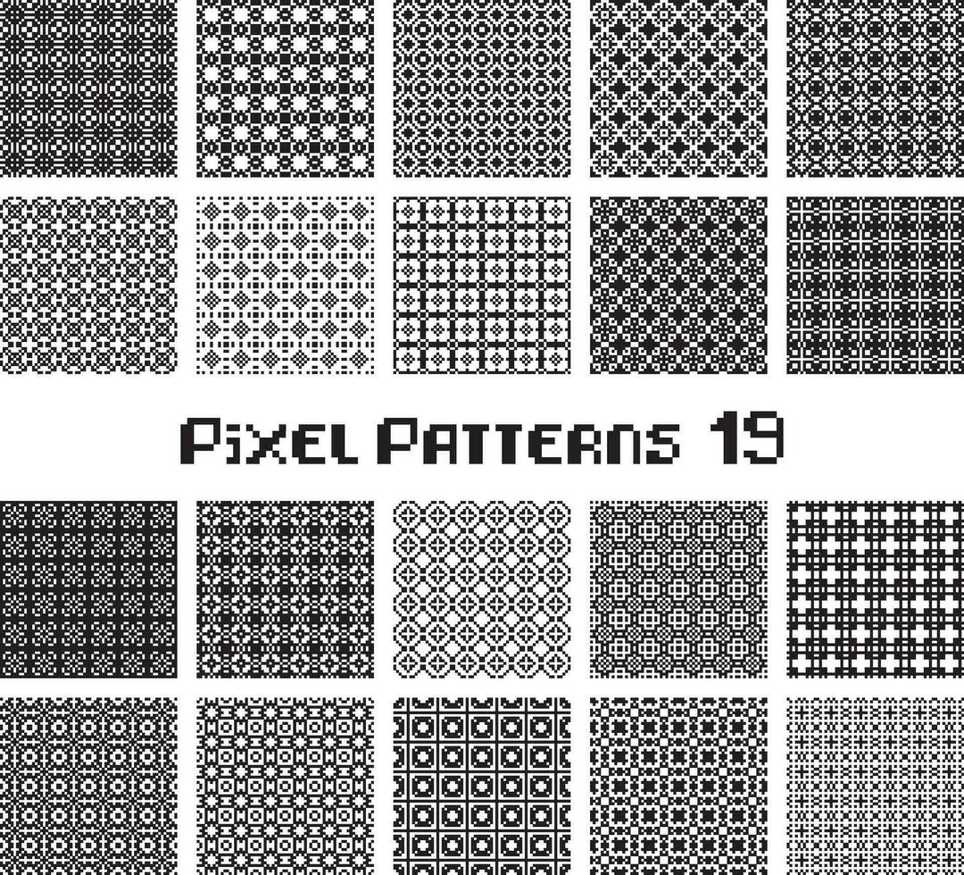 abstraktes nahtloses Muster im Pixelstil. Legen Sie geometrischen Designhintergrund fest. vektor
