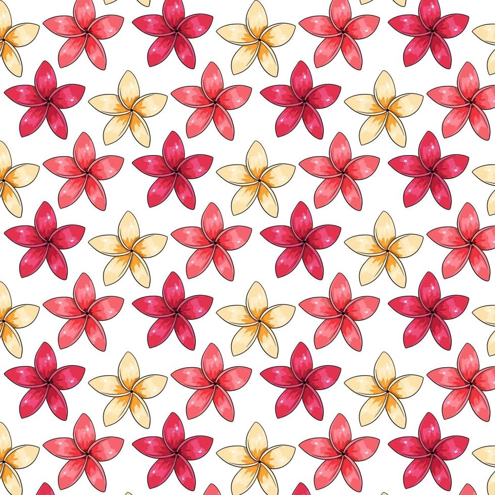 tropiskt mönster med exotiska blommor i tecknad stil vektor