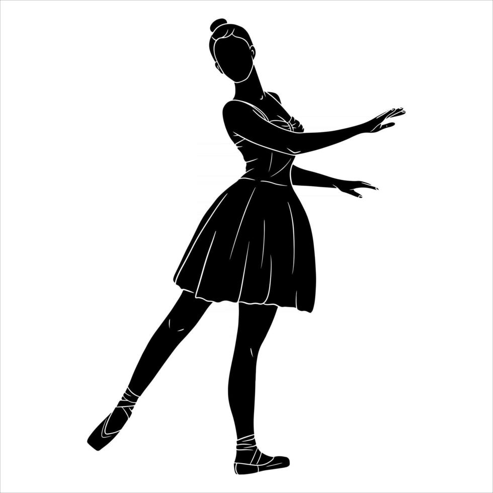Ballerina in Kleid und Spitzenschuhen. Silhouette. Tänzer. vektor