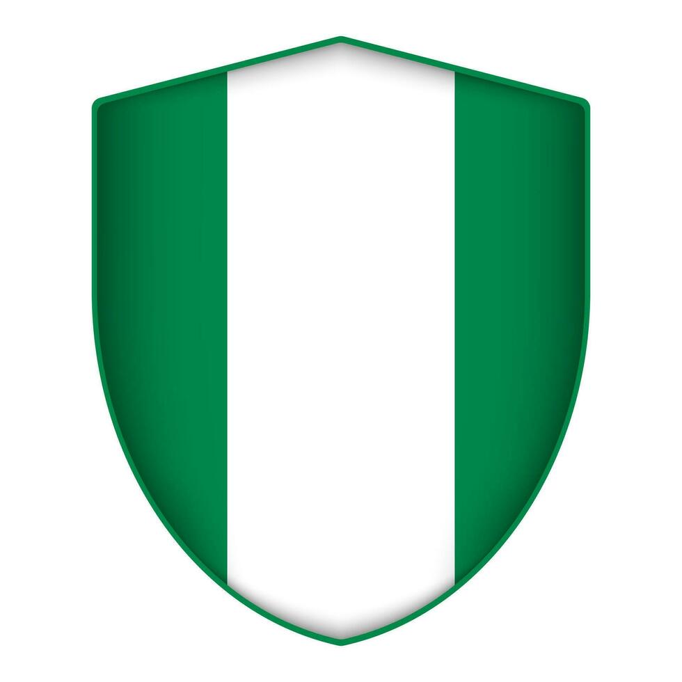 Nigeria Flagge im Schild Form. Vektor Illustration.