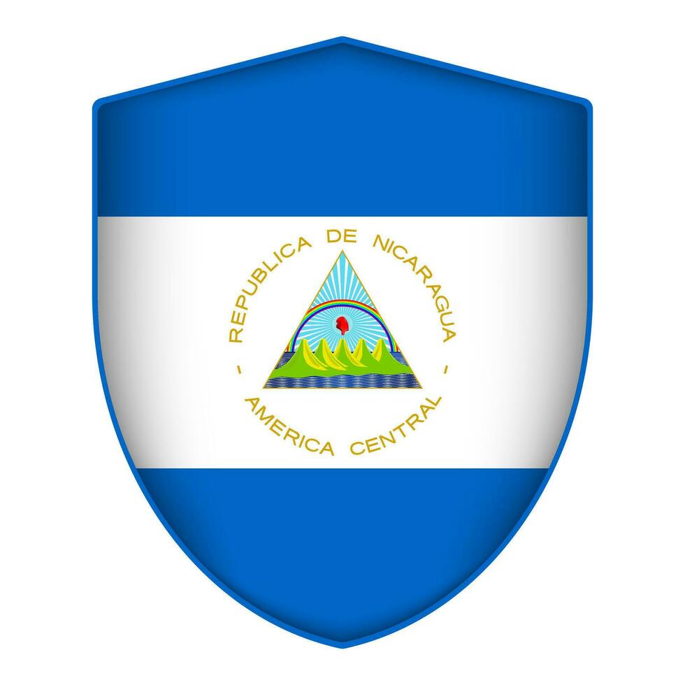 nicaragua flagga i skydda form. vektor illustration.