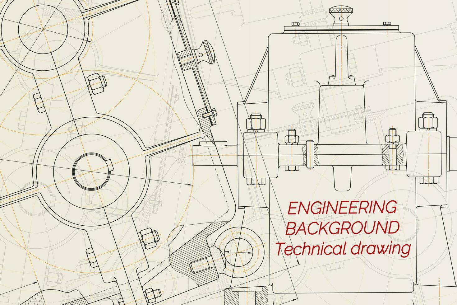 mechanisch Ingenieurwesen Zeichnungen auf Licht Hintergrund. Reduzierstück. technisch Design. Abdeckung. Vektor Illustration