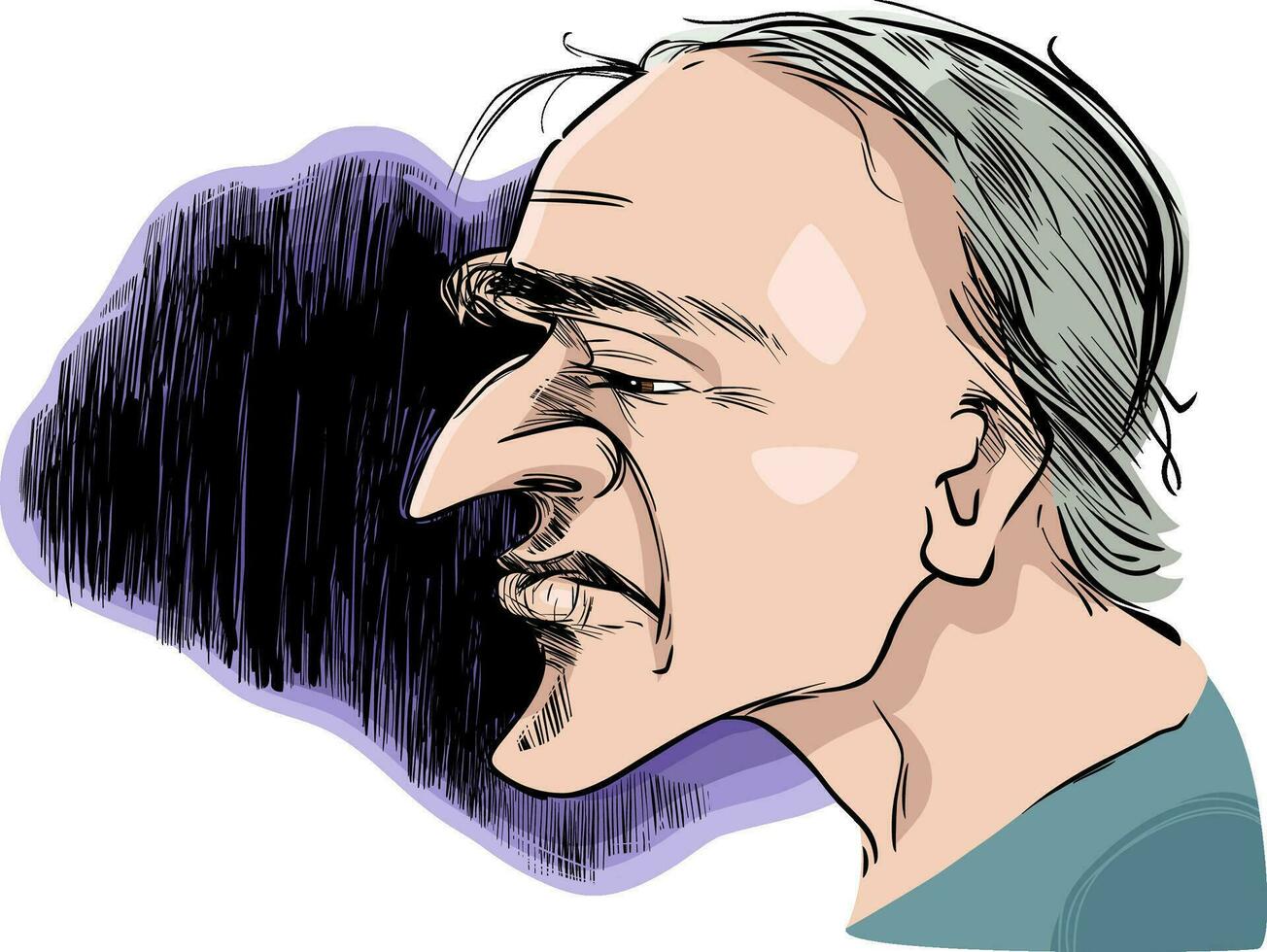 traurig Mann Profil Zeichnung Illustration vektor