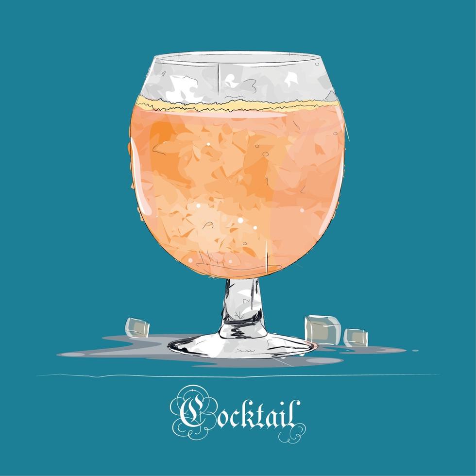 isolierter kalter oranger tropischer Cocktail mit Eisvektor vektor