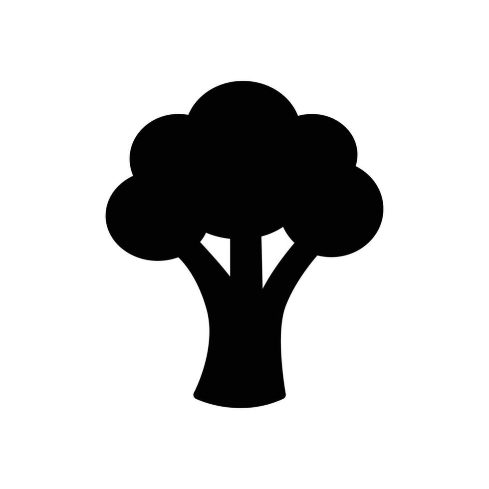 broccoli ikon. enkel fast stil. grönsak, växt, friska, naturlig, organisk, diet, färsk, mat begrepp. svart silhuett, glyf symbol. vektor illustration isolerat på vit bakgrund.