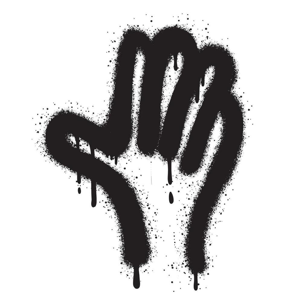 spray måla graffiti hand ikon isolerat på vit bakgrund. hand graffiti av Hej symbol med överspruta i svart på vit. vektor