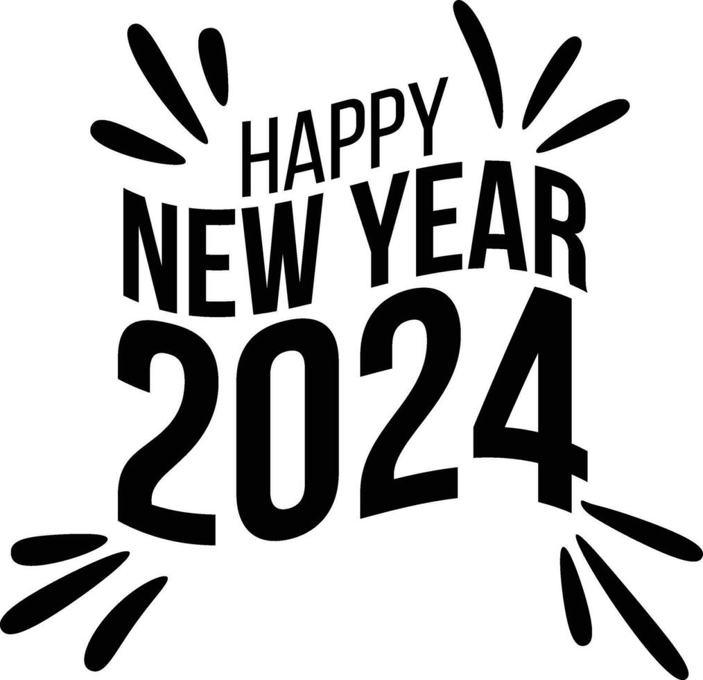 2024 Lycklig ny år vågig text meddelande på vit bakgrund vektor