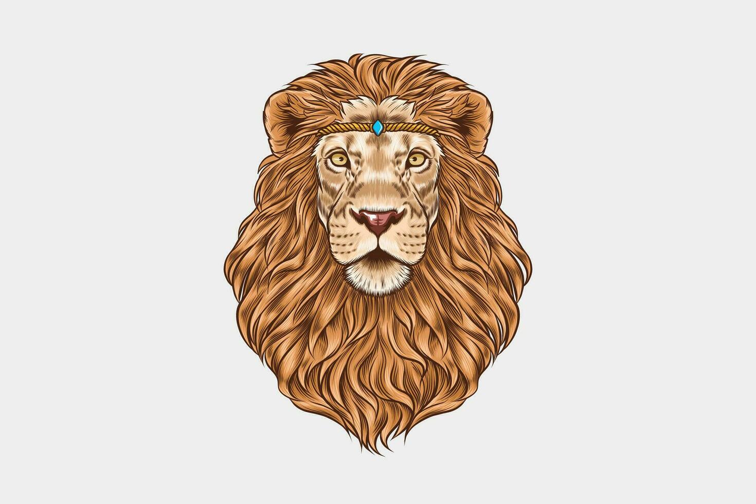 boho stil lejon huvud, hårig konst illustration, gubbig mode djur- vektor