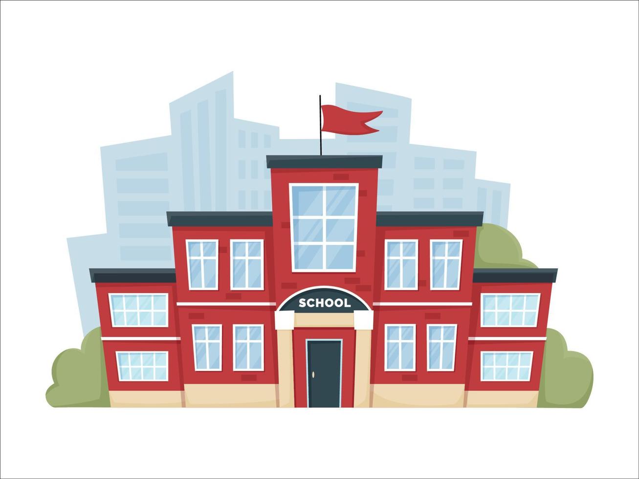 modern skolbyggnad i röd färg vektor