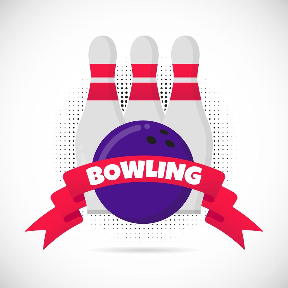 bowling spel platt stil design utrustning affisch vektor illustration