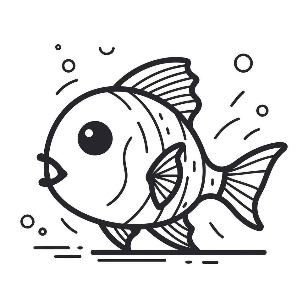 vektor illustration av en söt tecknad serie fisk. isolerat på vit bakgrund.