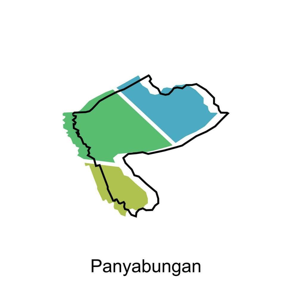 vektor Karta av panyabungan stad färgrik design, provins av norr sumatra illustration design mall på vit bakgrund