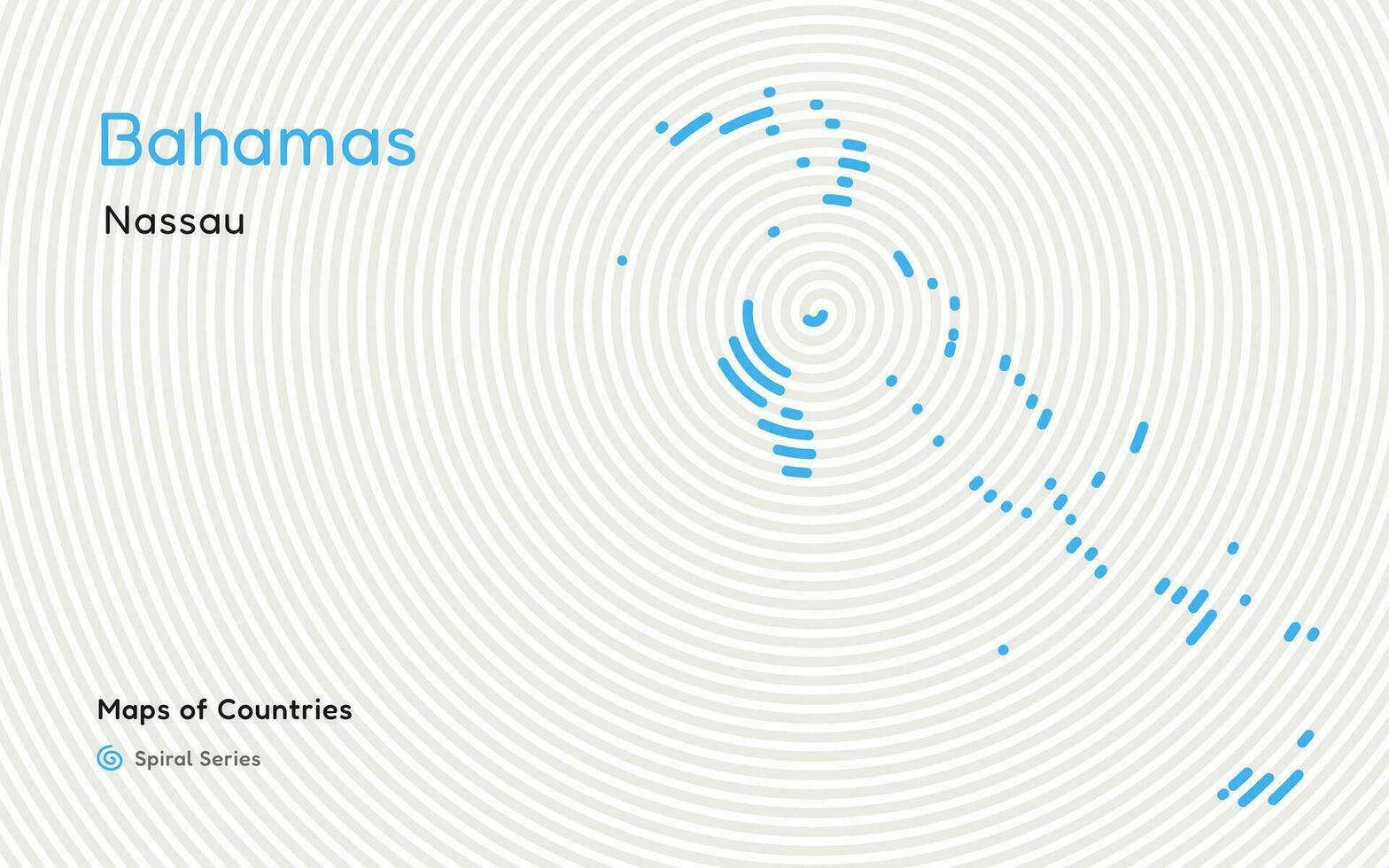 abstrakt Karte von Bahamas im ein Kreis Spiral- Muster mit ein Hauptstadt von nassau. Latein Amerika einstellen vektor