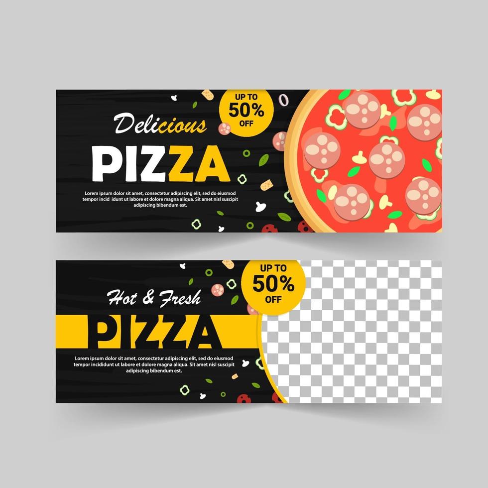 reklam banner mall för pizza annons. vektor