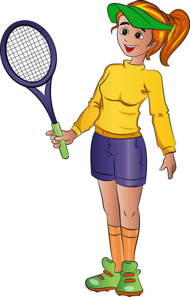 flicka spelar tennis, illustration vektor