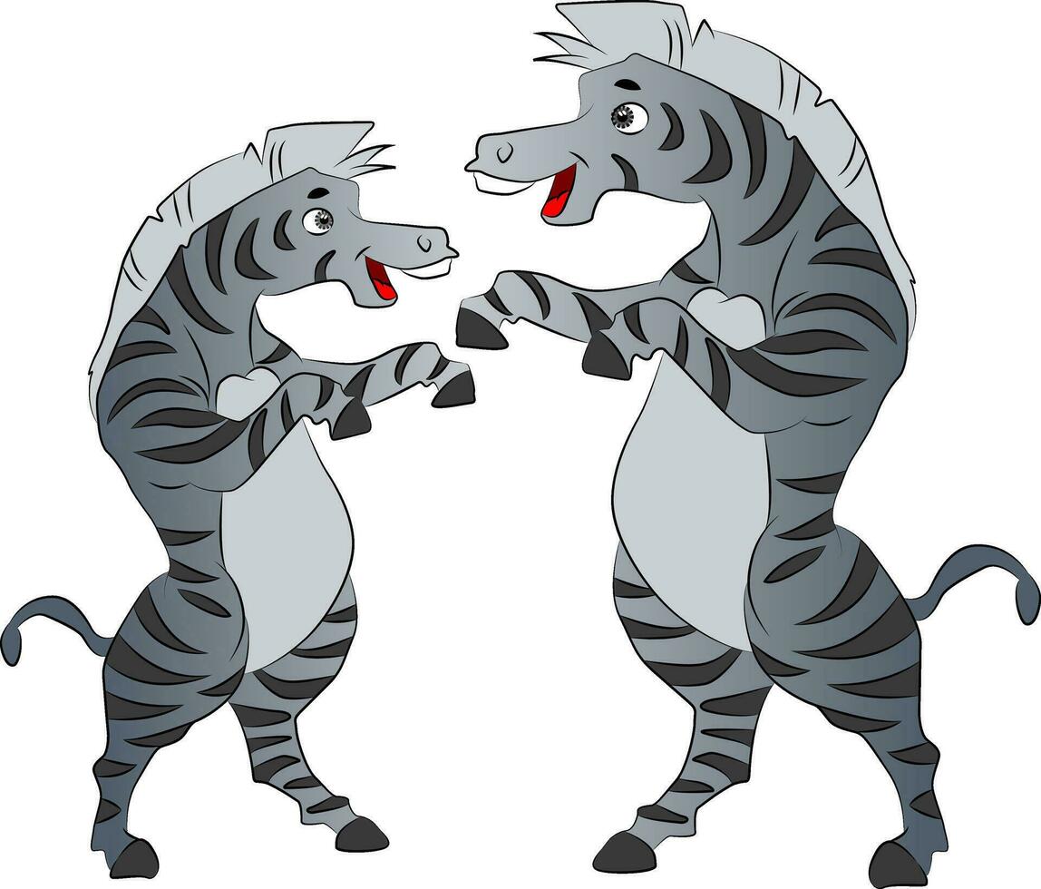 två zebror dans, illustration vektor