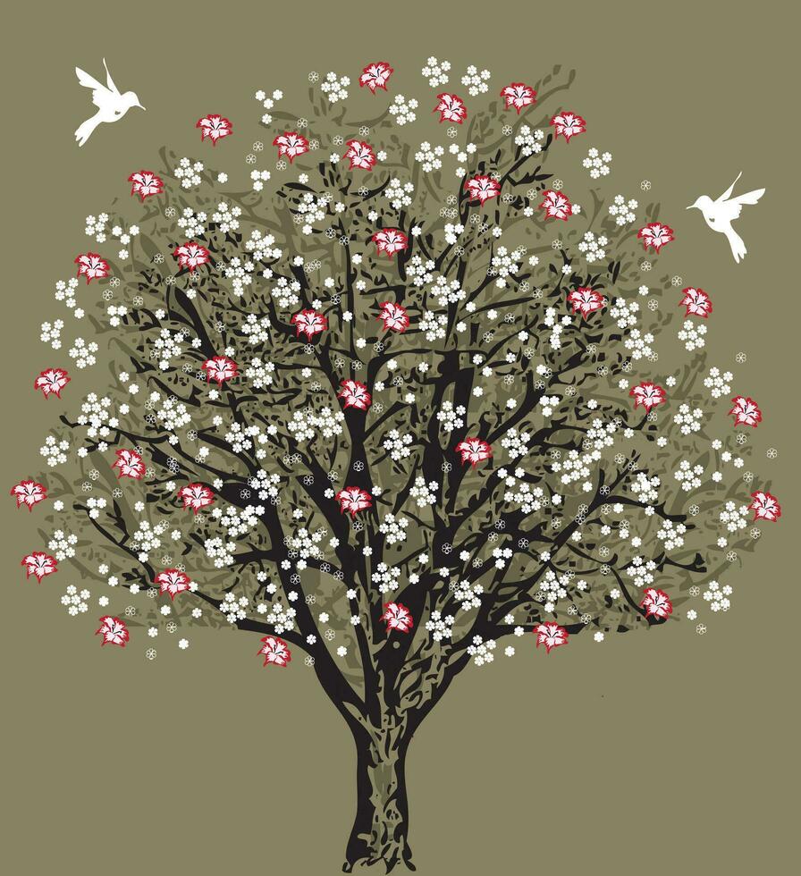 Jahrgang Hochzeit Einladung Karte mit elegant retro Blumen- Baum Design vektor