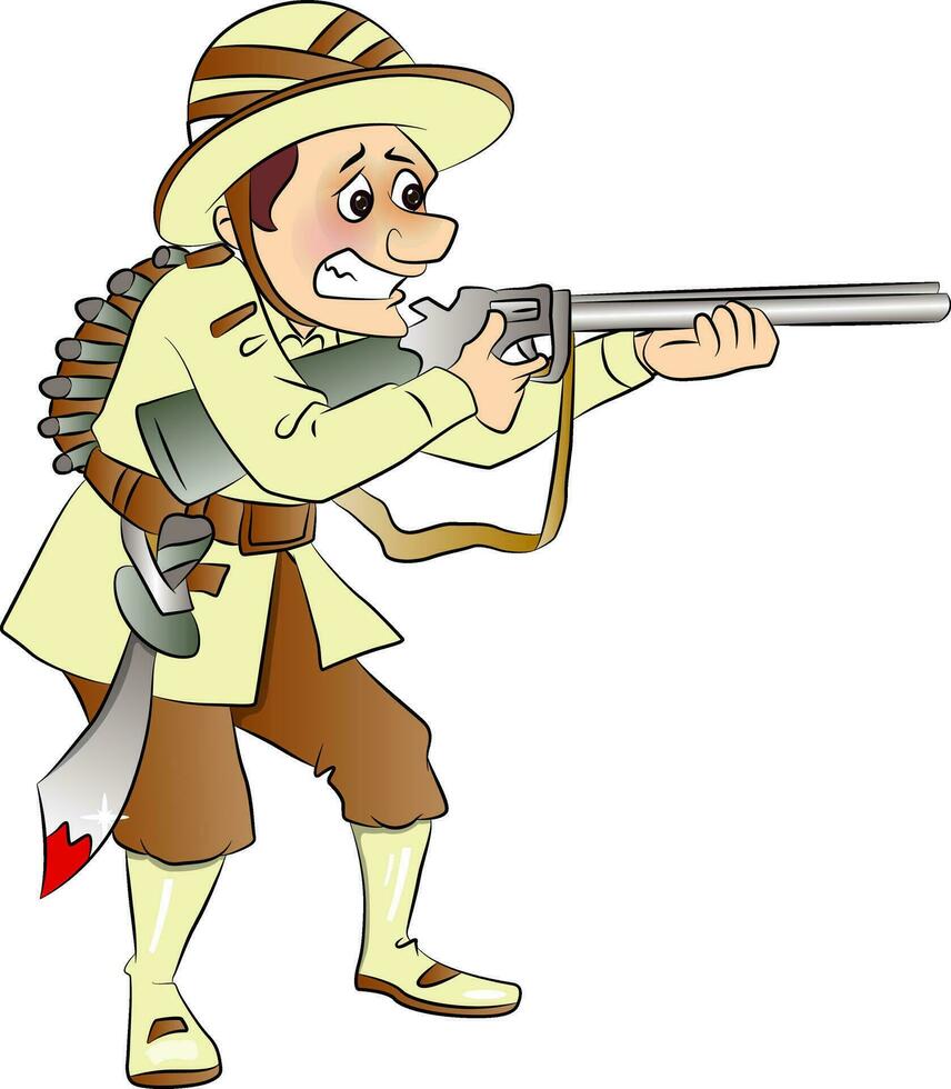vektor av väpnad soldat siktar med pistol.