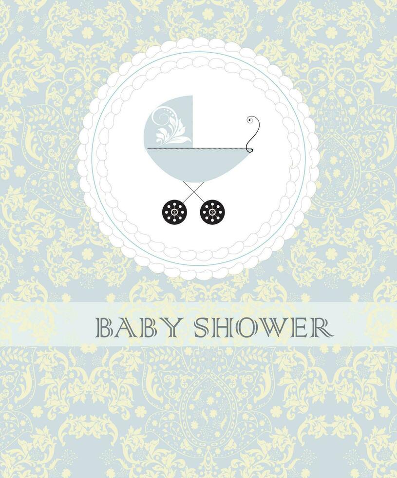 Jahrgang Baby Dusche Einladung Karte mit aufwendig elegant abstrakt Blumen- Design vektor
