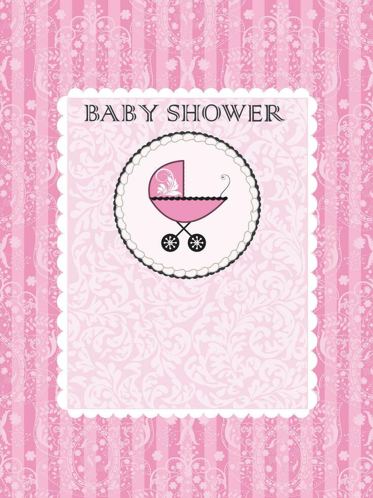 Jahrgang Baby Dusche Einladung Karte mit aufwendig elegant abstrakt Blumen- Design vektor