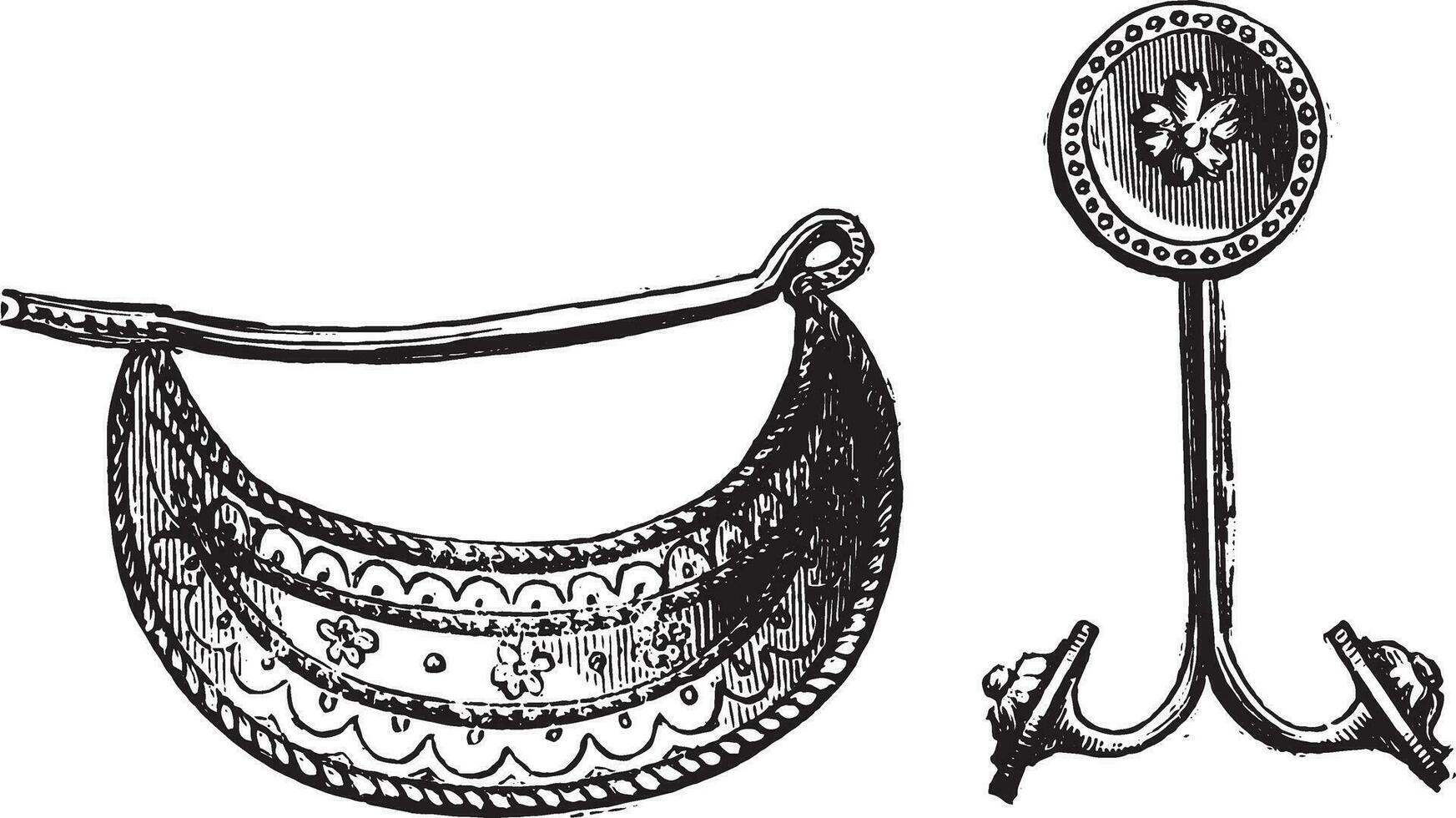 griechisch Clip und Ohrring, Zugehörigkeit zu das Campana Sammlung von das Jalousie Museum. vektor