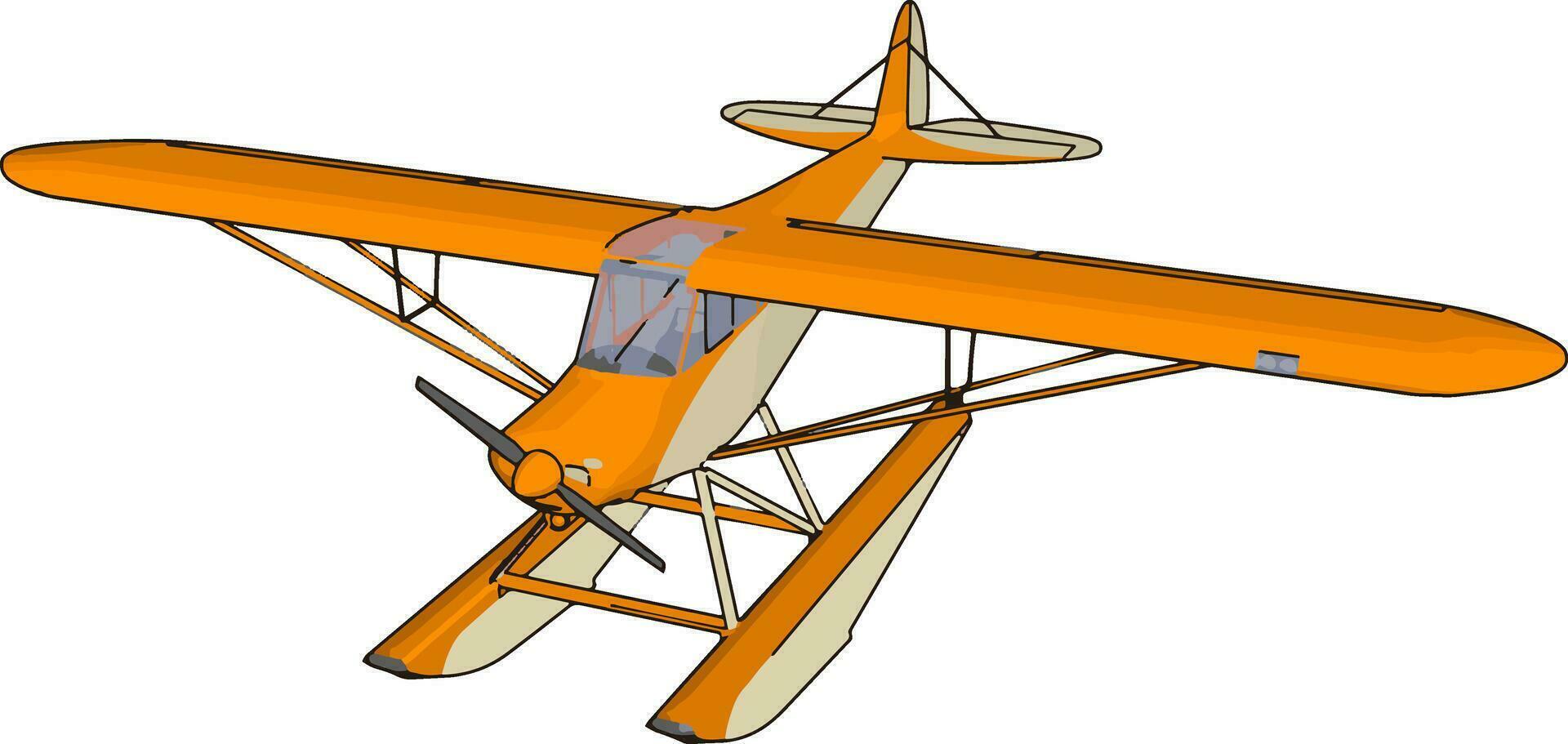 orangefarbenes Wasserflugzeug, Illustration, Vektor auf weißem Hintergrund.