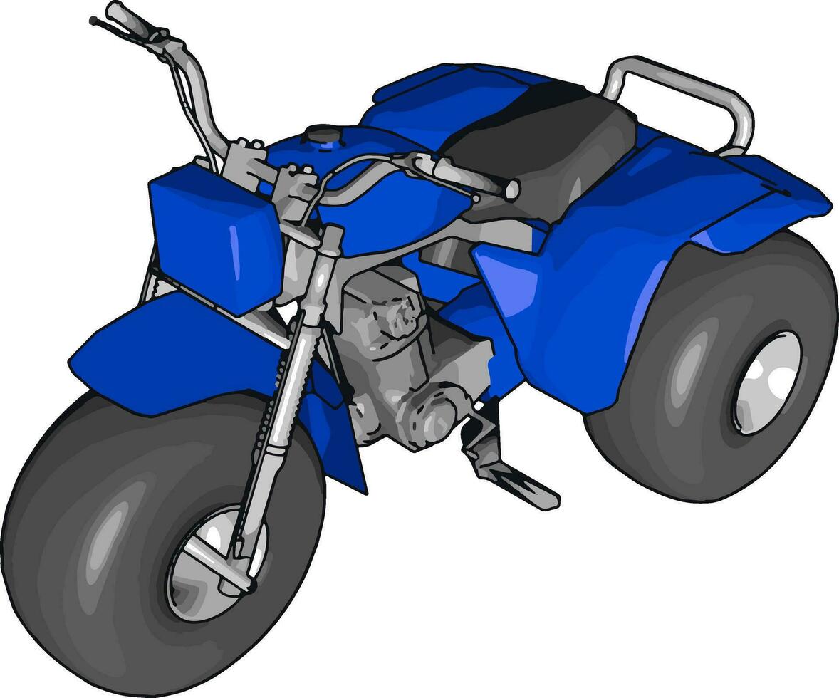blaues Motorrad, Illustration, Vektor auf weißem Hintergrund.