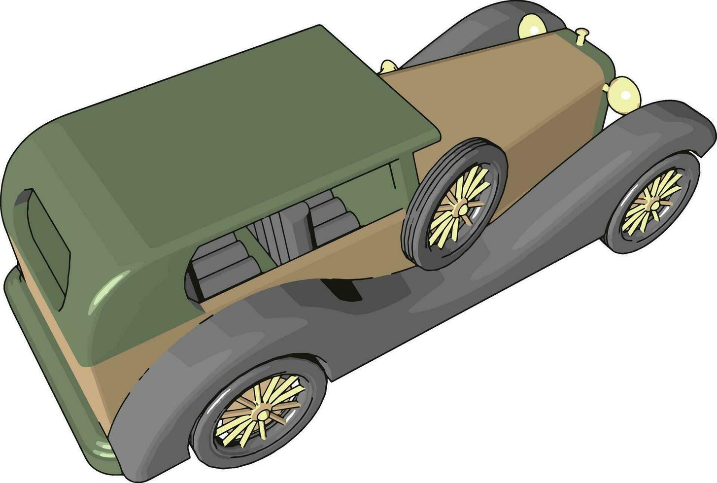 altes Retro-Autospielzeug, Illustration, Vektor auf weißem Hintergrund.