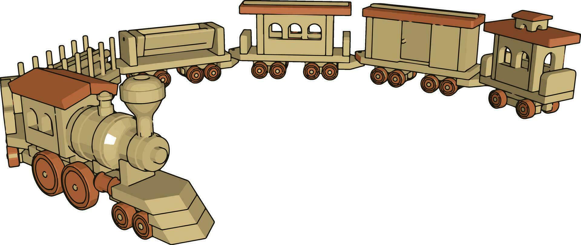 liten tåg leksak, illustration, vektor på vit bakgrund.