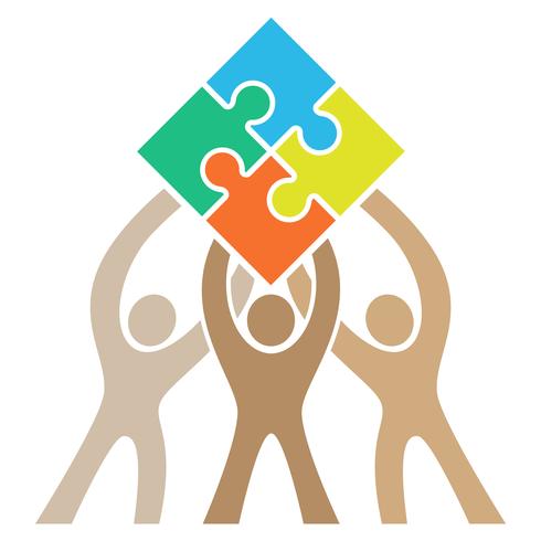 Teamwork-Puzzlespiel Logo Vector Illustration