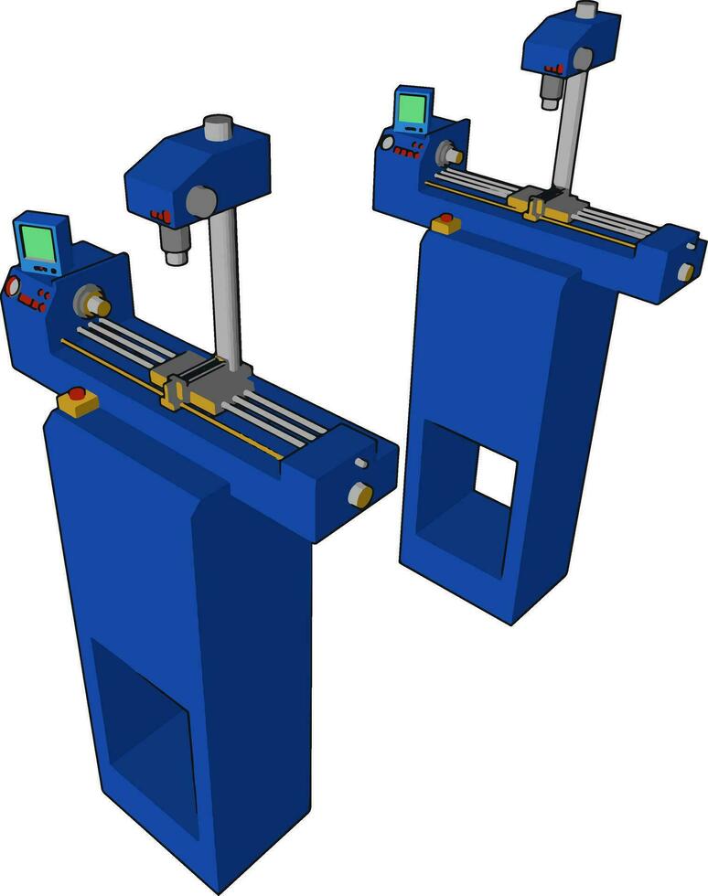 två blå färgad kort maskin vektor eller Färg illustration