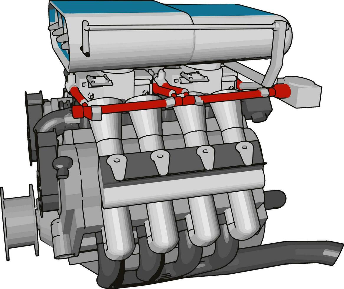 ein kompliziert Motor Vektor oder Farbe Illustration