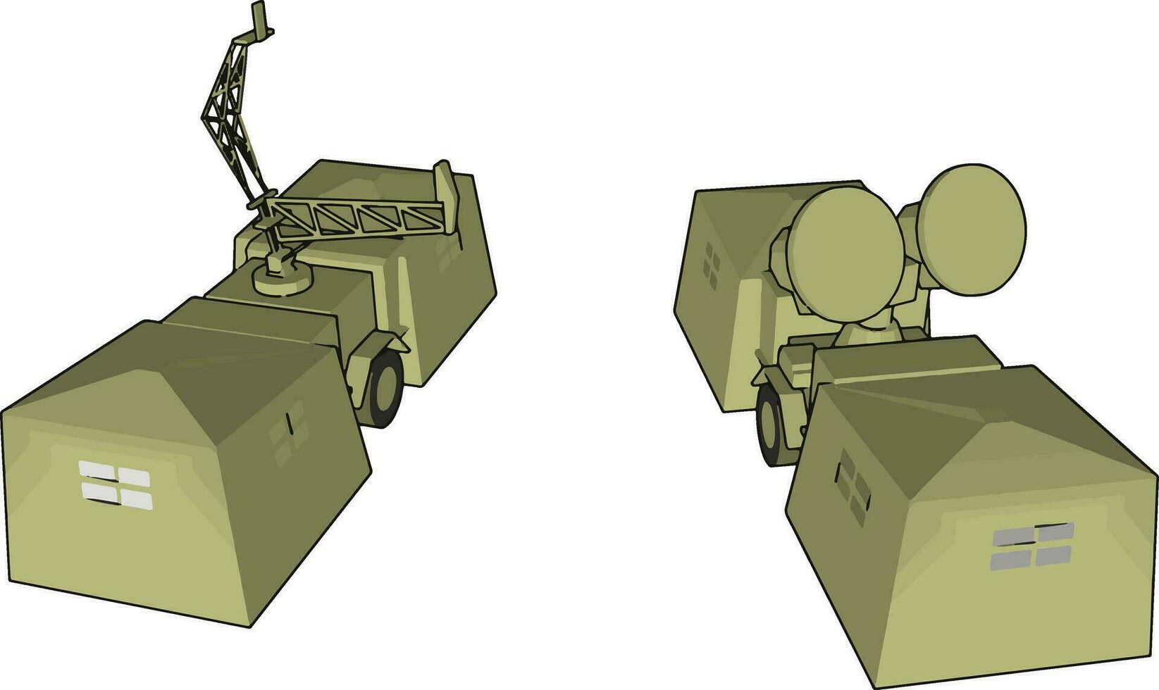 militär fordon lastad radar vektor eller Färg illustration