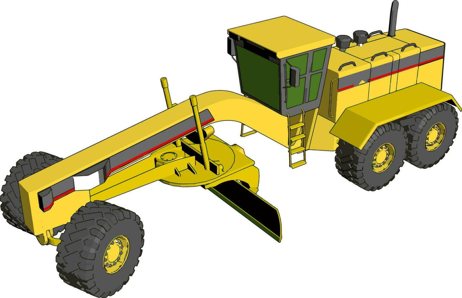 Gelb industriell Grader Vektor Illustration auf Weiß Hintergrund