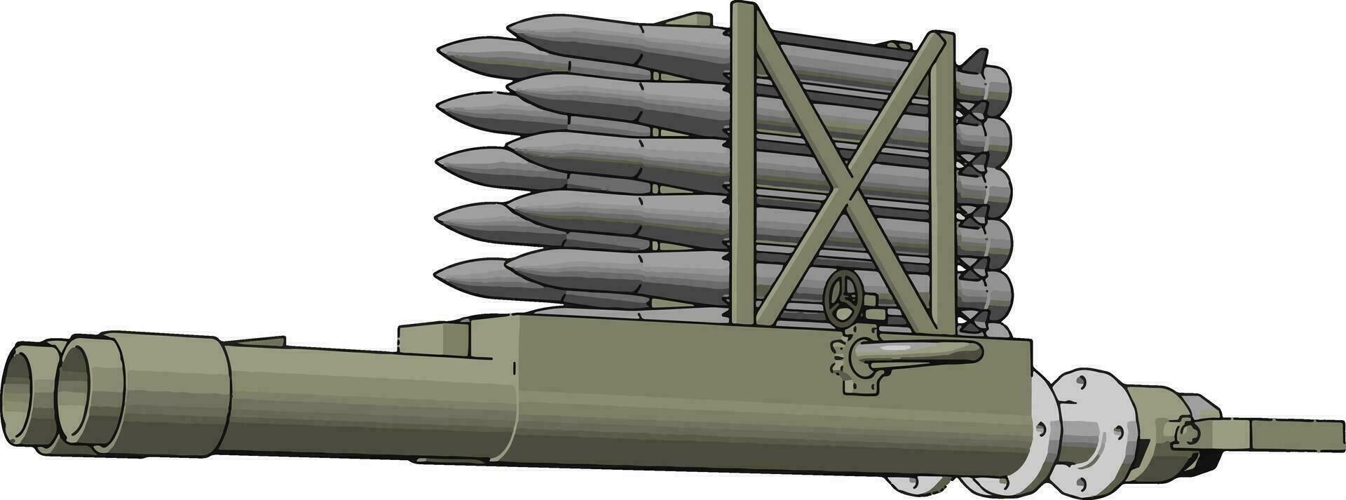 3d vektor illustration på vit bakgrund av en militär missil Laucher